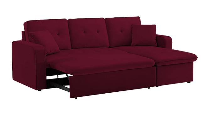 Jake Solid Wood Sofa cum Bed in Maroon (Maroon) by Urban Ladder - Cross View Design 1 - 567532