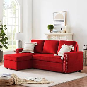 Sofa Cum Bed Design James 3 Seater Pull Out Sofa cum Bed With Storage In Red Colour
