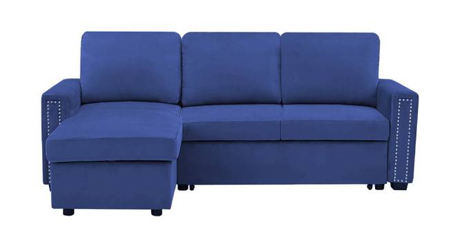Noah Solid Wood Sofa cum Bed in Navy Blue (Blue) by Urban Ladder - Front View Design 1 - 567614