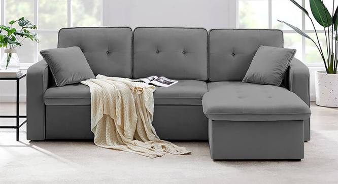 William Solid Wood Sofa cum Bed in Dark Grey (Dark Grey) by Urban Ladder - Front View Design 1 - 567617