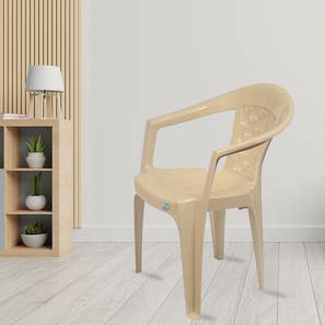 Balcony Chairs Design Leo Plastic Outdoor Chair in Beige Colour - Set of 4