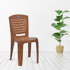 Balcony Chairs Design Caleb Plastic Outdoor Chair in Brown Colour - Set of 4