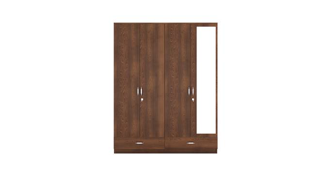 Mozart 4 Door Engineered Wood Wardrobe - Walnut (Melamine Finish) by Urban Ladder - Front View Design 1 - 568048