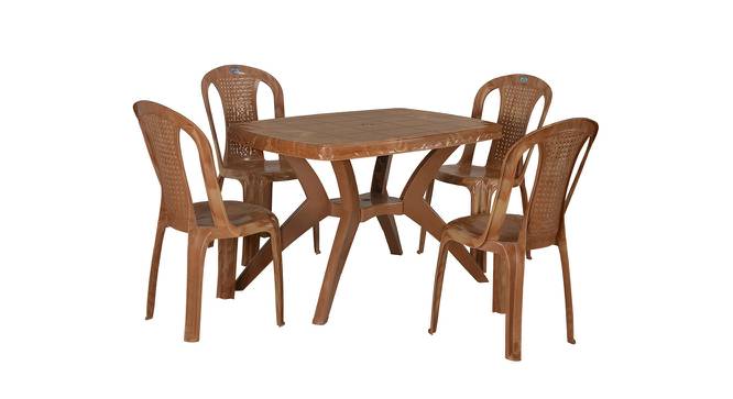 Shane 4 Seater Dining Table with 4 Chairs - Pear Wood (Brown) by Urban Ladder - Front View Design 1 - 568052