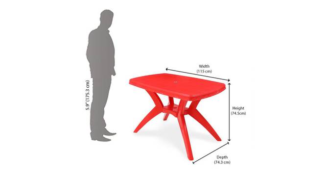 Majesty 3 Seater Plastic Dining Table - Bright Red (Red) by Urban Ladder - Design 1 Dimension - 568274