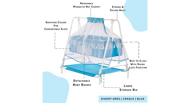 Ares Stainless Steel Baby Cradle with Mosquito Net - Clouds & Checks Clouds &Checks (Blue, Painted Finish) by Urban Ladder - Cross View Design 1 - 568304