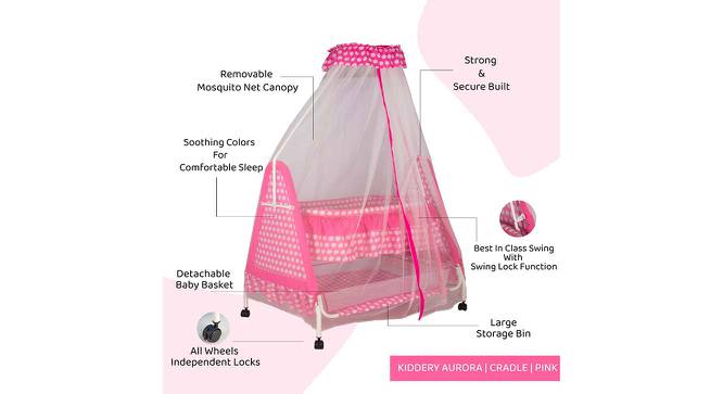 Aurora Stainless Steel Baby Cradle with Mosquito Net Pineapple & Heart (Pink, Painted Finish) by Urban Ladder - Cross View Design 1 - 568306