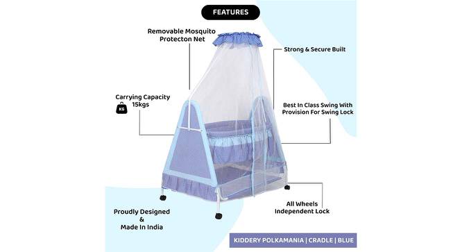 Polkamania Stainless Steel Baby Cradle with Mosquito Net Clouds &Checks (Blue, Painted Finish) by Urban Ladder - Cross View Design 1 - 568309