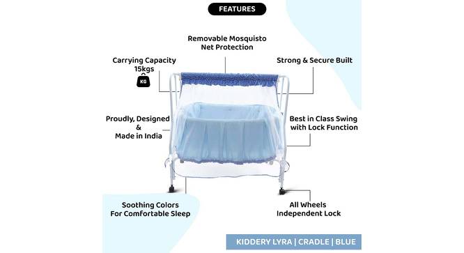 Lyra Stainless Steel Baby Cradle with Mosquito Net Clouds &Checks (Blue, Painted Finish) by Urban Ladder - Cross View Design 1 - 568311