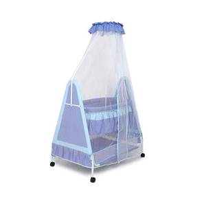 Cradle Design Polkamania Metal Crib in Blue Colour