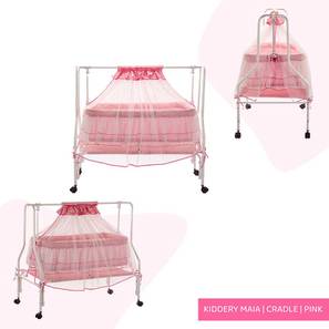 Baby Cot Design Metal Crib in Pink Colour