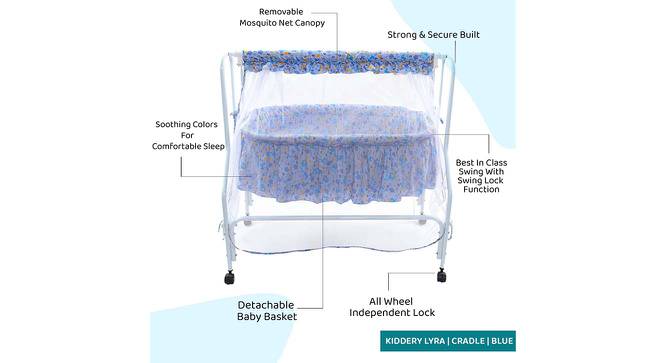 Mira Stainless Steel Baby Cradle with Mosquito Net Airplane & Yatch (Blue, Painted Finish) by Urban Ladder - Cross View Design 1 - 568385