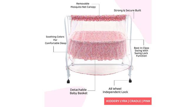 Mira Stainless Steel Baby Cradle with Mosquito Net Pineapple & Heart (Pink, Painted Finish) by Urban Ladder - Cross View Design 1 - 568386