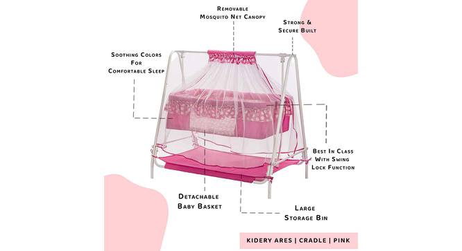 Ares Stainless Steel Baby Cradle with Mosquito Net  - Pink (Pink, Painted Finish) by Urban Ladder - Cross View Design 1 - 568389