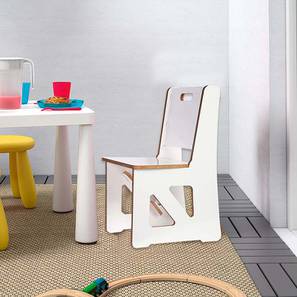 Kids Chair Design Cross Wood Kids Chair - Set of 1 in White Colour