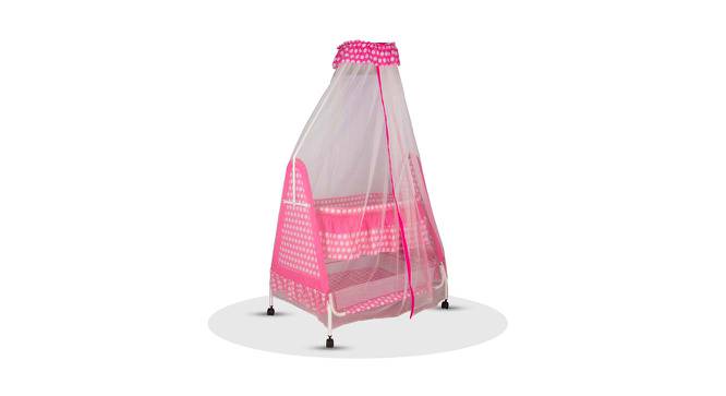 Aurora Metal Baby Cradle with Mosquito Protection Net - Pink (Pink, Painted Finish) by Urban Ladder - Front View Design 1 - 568442