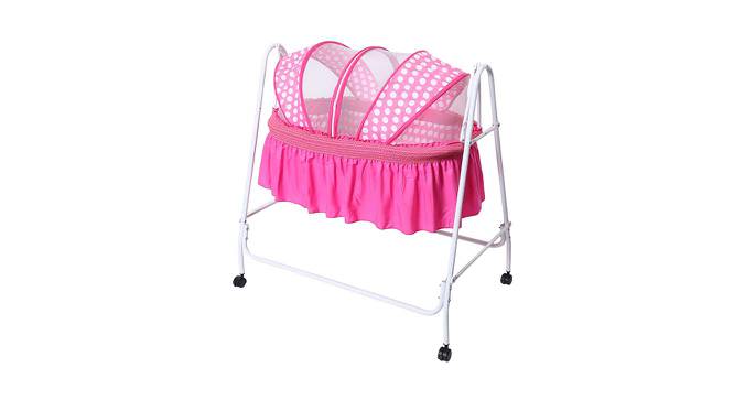 Clio Metal Baby Cradle with Mosquito Protection Net - Pink (Pink, Painted Finish) by Urban Ladder - Front View Design 1 - 568444
