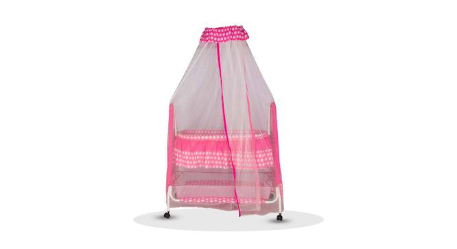 Aurora Metal Baby Cradle with Mosquito Protection Net - Pink (Pink, Painted Finish) by Urban Ladder - Cross View Design 1 - 568456