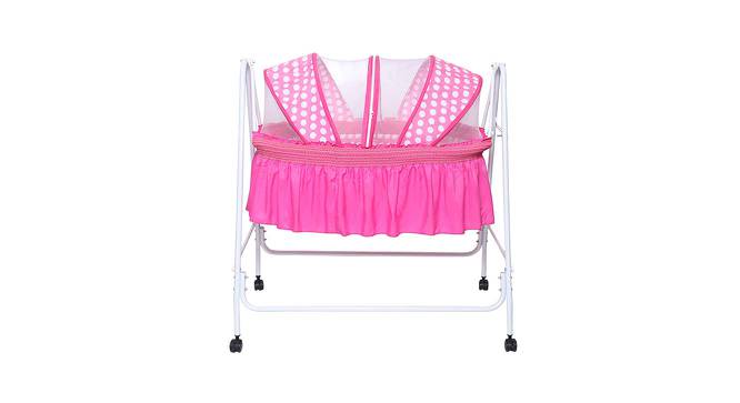 Clio Metal Baby Cradle with Mosquito Protection Net - Pink (Pink, Painted Finish) by Urban Ladder - Cross View Design 1 - 568458