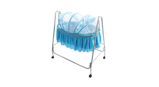 Clio Metal Baby Cradle with Mosquito Protection Net - Blue (Blue, Painted Finish) by Urban Ladder - Front View Design 1 - 568532