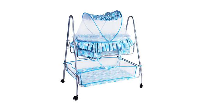 Clio Metal Baby Bassinet with Mosquito Protection Net - Blue (Blue, Painted Finish) by Urban Ladder - Cross View Design 1 - 568538