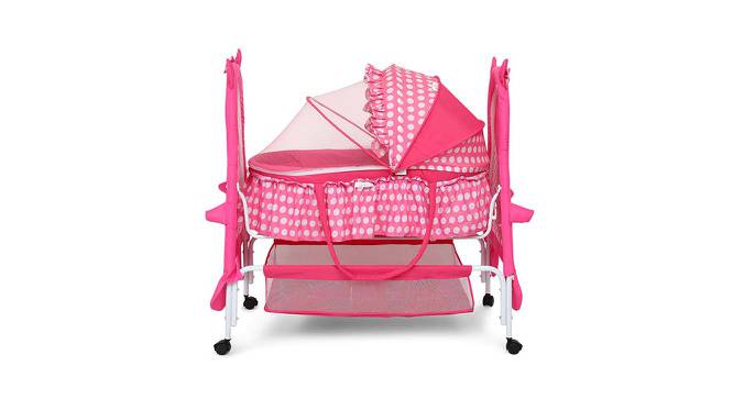Bella Baloo Metal Baby Bassinet with Mosquito Protection Net - Pink (Pink, Painted Finish) by Urban Ladder - Cross View Design 1 - 568540