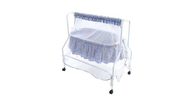 Lyra Metal Baby Cradle with Mosquito Protection Net - Blue Print (Blue, Painted Finish) by Urban Ladder - Cross View Design 1 - 568542