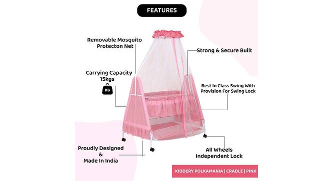 Polkamania Stainless Steel Baby Cradle with Mosquito Net Pineapple & Heart (Pink, Painted Finish) by Urban Ladder - Cross View Design 1 - 568547