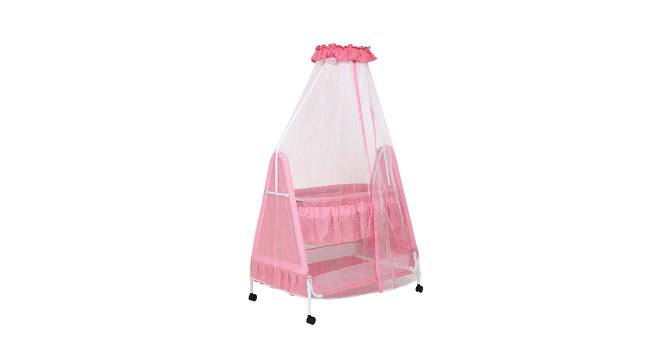 Polkamania Metal Baby Cradle with Mosquito Protection Net - Pink (Pink, Painted Finish) by Urban Ladder - Front View Design 1 - 568608