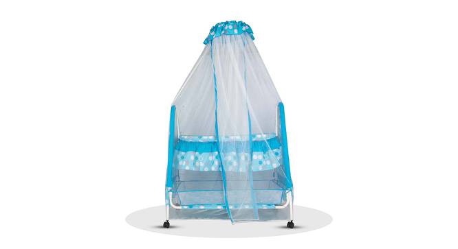 Aurora Metal Baby Cradle with Mosquito Protection Net - Blue (Blue, Painted Finish) by Urban Ladder - Front View Design 1 - 568611