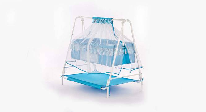 Ares Metal Baby Cradle with Mosquito Protection Net - Blue (Blue, Painted Finish) by Urban Ladder - Front View Design 1 - 568612