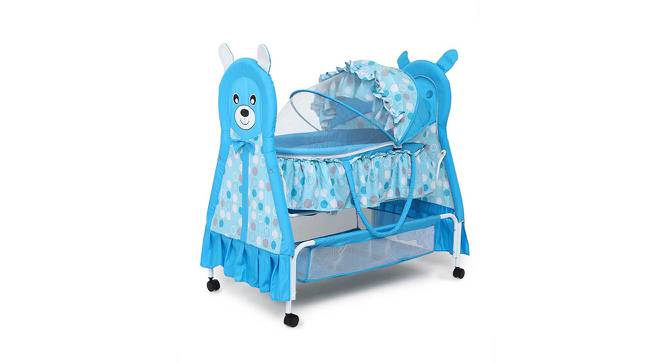 Bella Baloo Metal Baby Bassinet with Mosquito Protection Net - Blue (Blue, Painted Finish) by Urban Ladder - Front View Design 1 - 568613