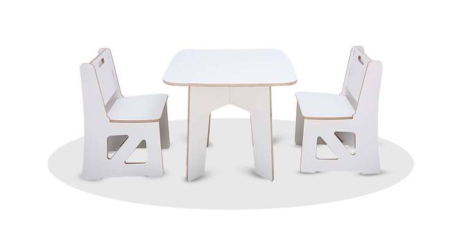 Parker Table and 2 Cross Chair (White, Glossy Finish) by Urban Ladder - Front View Design 1 - 568618