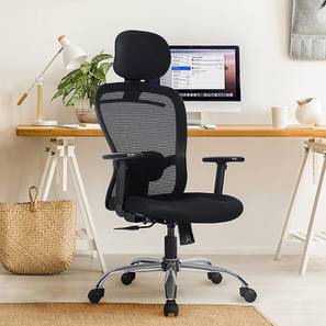 Office Chairs Design Fortune Plastic Study Chair With Headrest in Black Colour