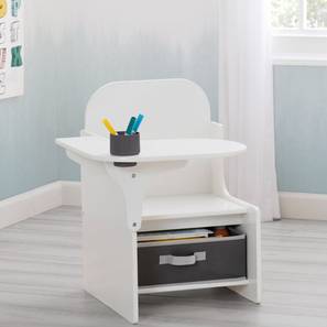 Study Table Design Jacobengineered Free Standing Engineered Wood Kids Table in White Colour