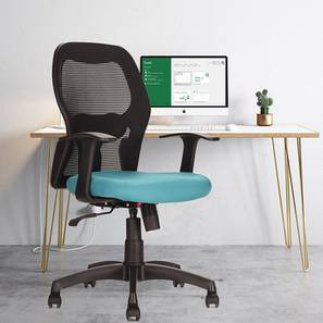 Swivel Chair Design Cosmos Medium Back Swivel Mesh Ergonomic Office Chair in Teal-Black Colour (Teal Black)