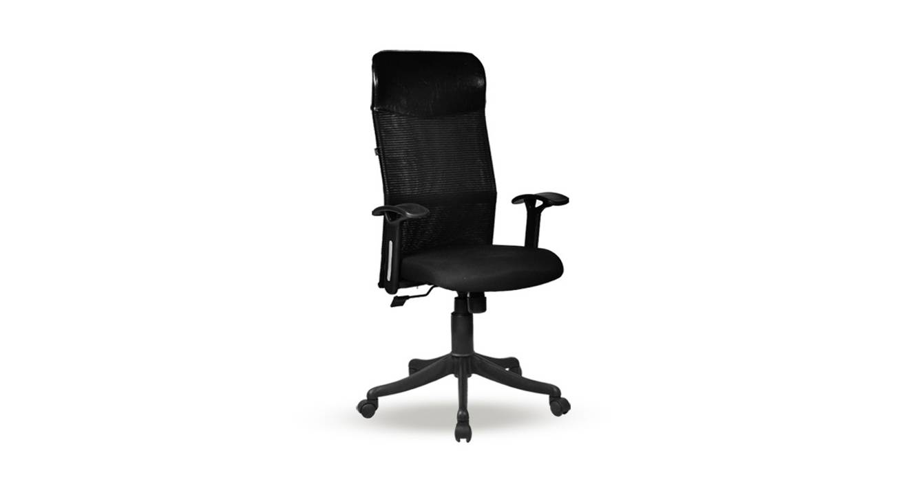 Gilma Swivel Fabric Study Chair in Black Colour Urban Ladder