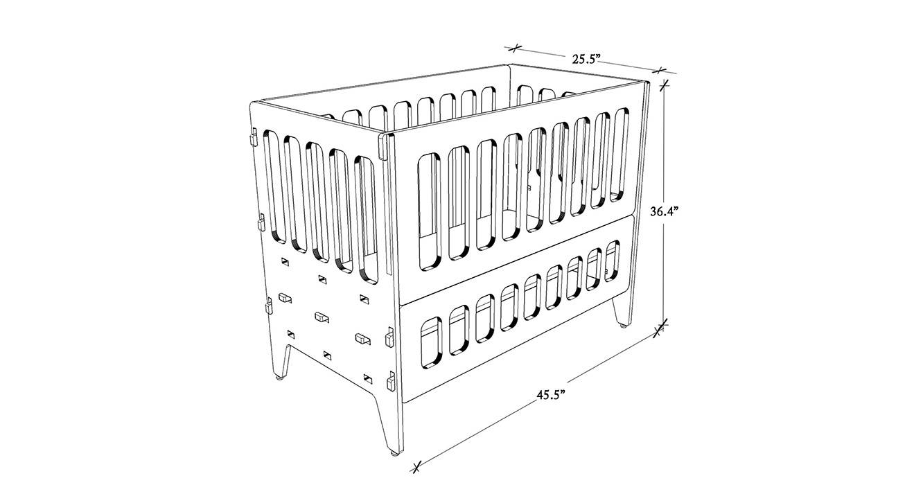Coral Solid Wood Crib in Natural Colour Urban Ladder