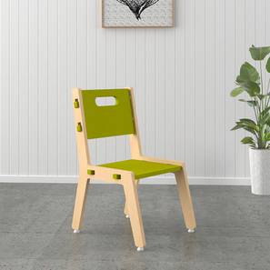 Kids Chair Design Grey Solid Wood Kids Chair - Set of 1 in Green Colour