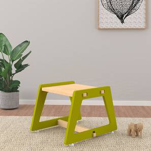 Kids Stools Design Charcoal Solid Wood Kids Chair - Set of 1 in Green Colour