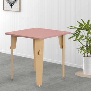 Kids Study Table Design Lime Fig Solid Wood Table - Pink (Large) (Pink, Matte Finish)