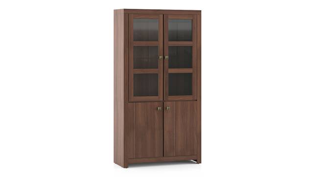 Theodore Engineered Wood Two Glass Door Display Cabinet (Rustic Walnut Finish) by Urban Ladder - Cross View Design 1 - 570883