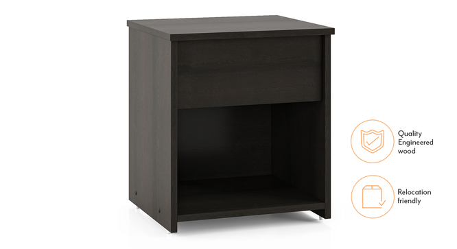 Zoey Bedside Table (With Drawer Configuration, Dark Wenge Finish) by Urban Ladder - Front View Design 1 - 570921