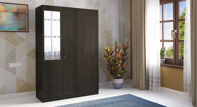 Zoey Three Door Wardrobe (With Mirror Configuration, Dark Wenge Finish) by Urban Ladder - Design 1 Full View - 570981