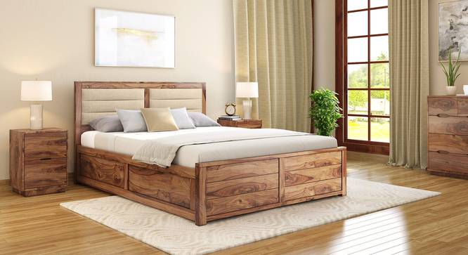 Ritz Solid Wood Hydraulic Storage Bed (Teak Finish, King Bed Size) by Urban Ladder - Design 1 Full View - 571042