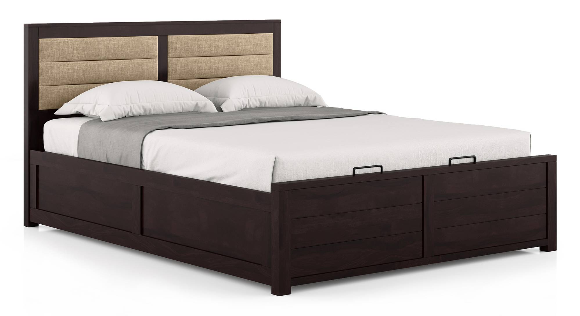 Ritz Solid Wood King Size Hydraulic Storage Bed in Mahogany Finish