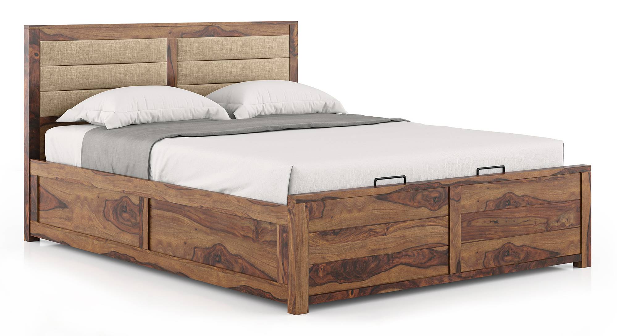Ritz Solid Wood King Size Hydraulic Storage Bed in Mahogany Finish
