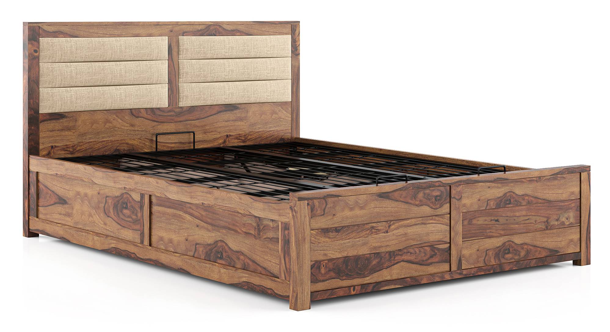 Ritz Solid Wood King Size Hydraulic Storage Bed in Mahogany Finish