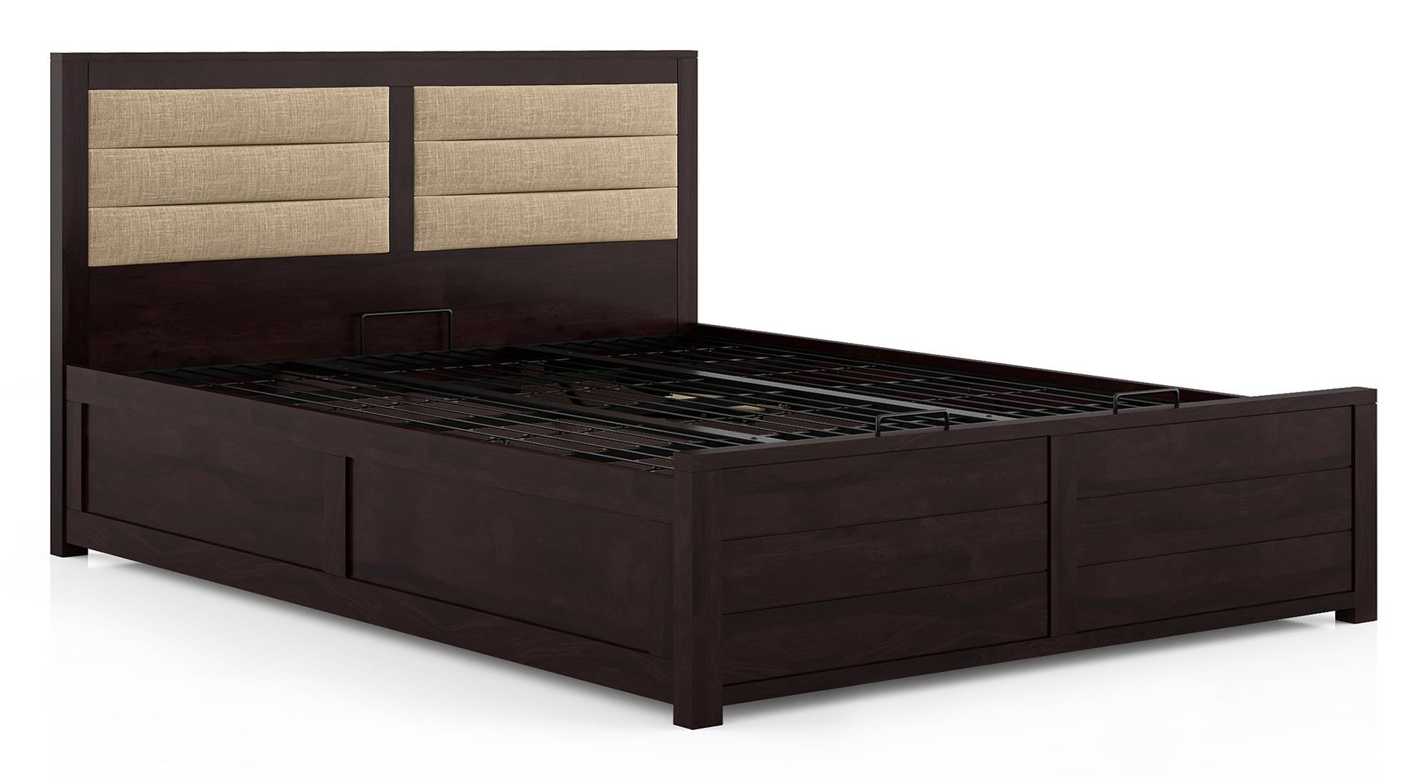 Ritz Solid Wood King Size Hydraulic Storage Bed in Mahogany Finish - Urban Ladder