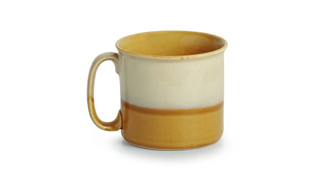 A Glazed Cosmos Multicolor Ceramic Noodle Mug (Mustard Yellow & Off White) by Urban Ladder - Front View Design 1 - 571931